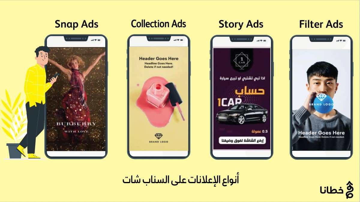 3 إعلانات سناب شات (Snapchat) وأهميتها في التسويق الإلكتروني على السناب شات - دليلك لتعلم تسويق سناب شات بسهولة واتبع 3 نصائح مهمة - خطانا للتسويق الإلكتروني