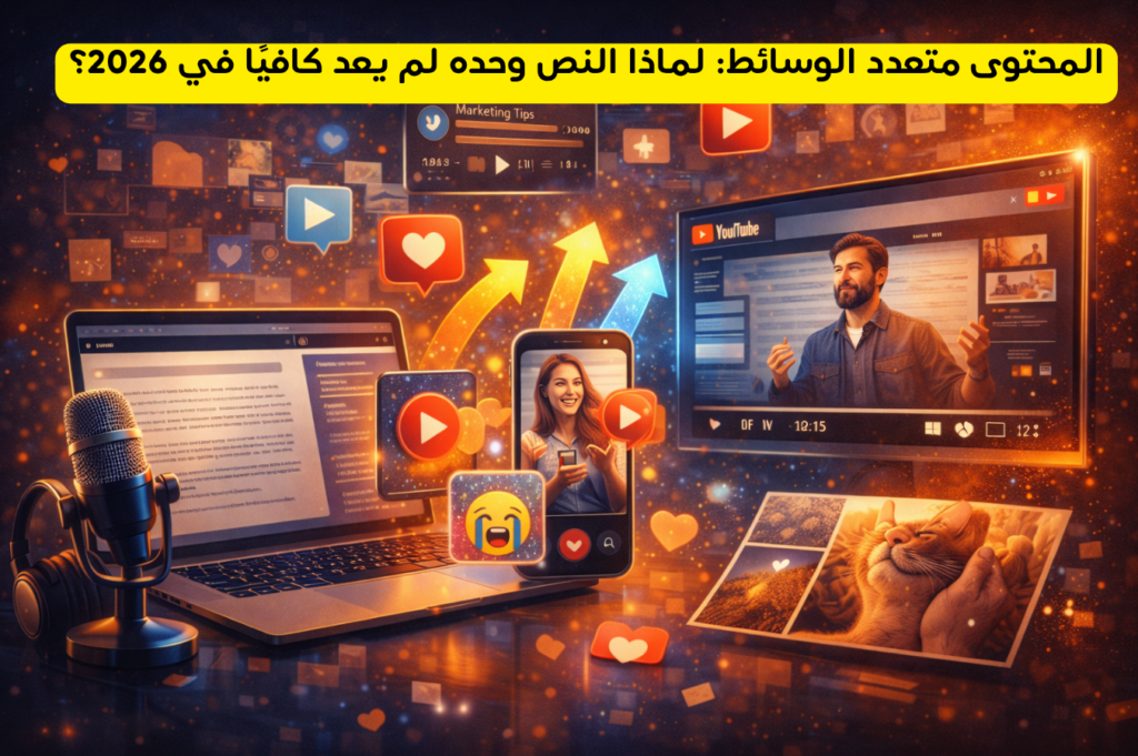 المحتوى متعدد الوسائط لماذا النص وحده لم يعد كافيًا في 2026؟ المحتوى متعدد الوسائط: لماذا النص وحده لم يعد كافيًا في 2026؟